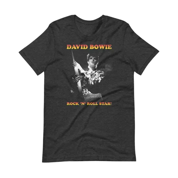 David Bowie Rock N Roll Star! Black & White Design T-Shirt - Image 2