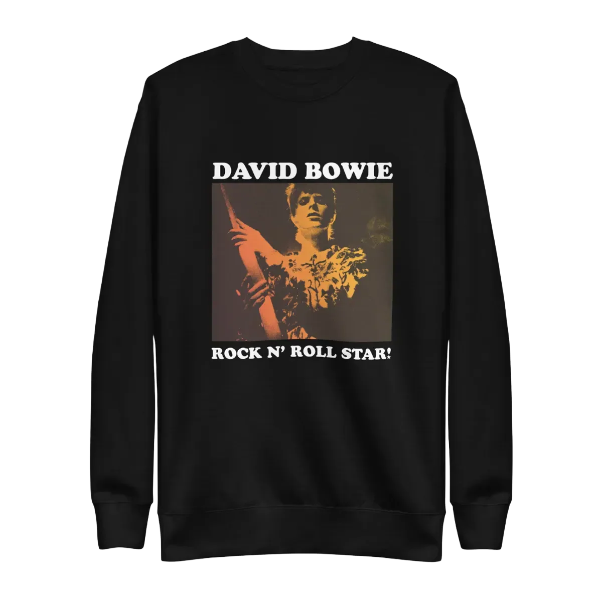 David Bowie Rock N Roll Star! Gold Design Crewneck Sweatshirt